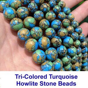 Tri-Colored Turquoise Howlite 15" Strand